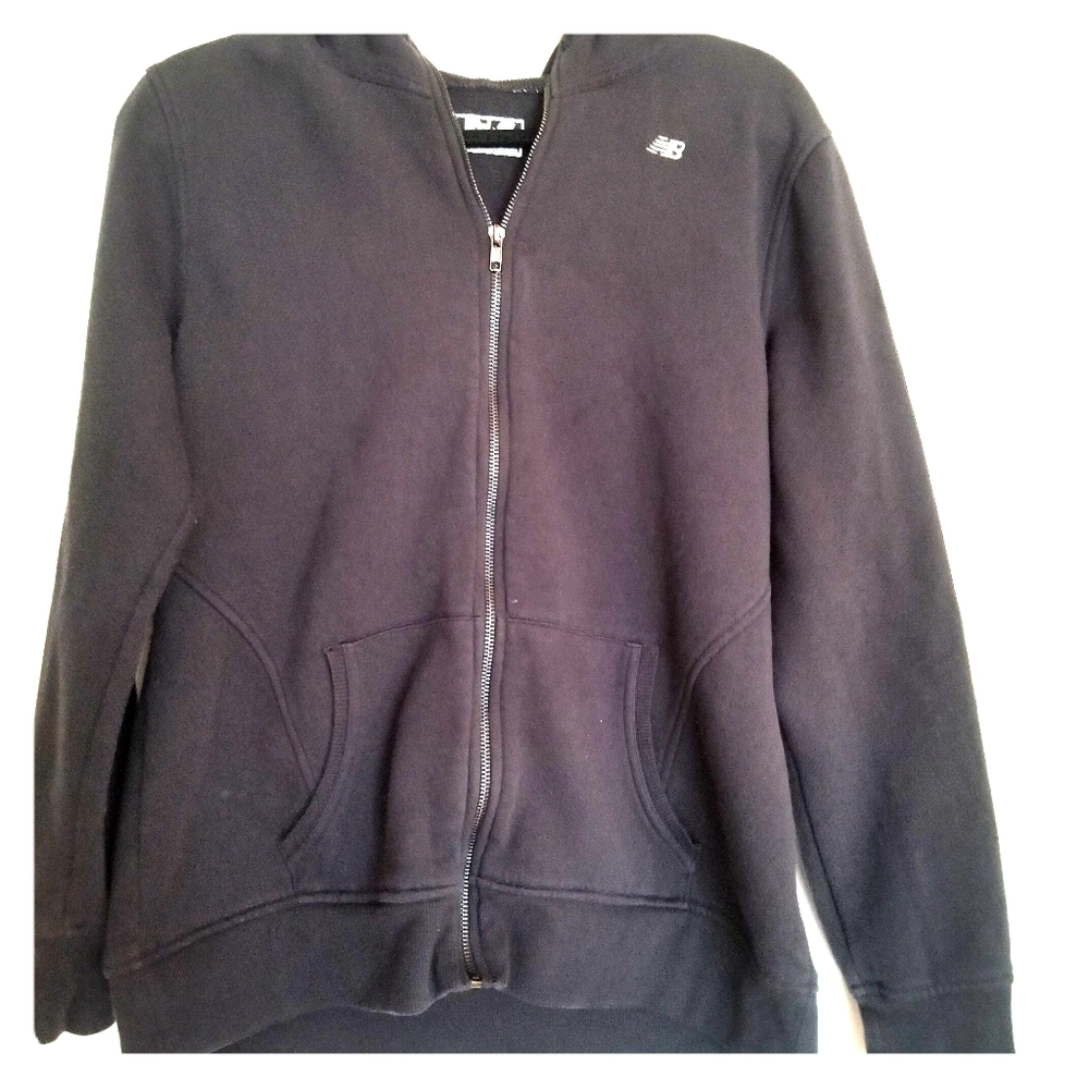 MENS NEW BALANCE BLACK ZIPUP HOODED SWEAT JACKET